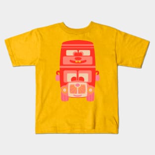 FRIENDLY CUTE RED BUS BUDDY Cute Kawaii Vehicle Kids Transportation - UnBlink Studio by Jackie Tahara Kids T-Shirt